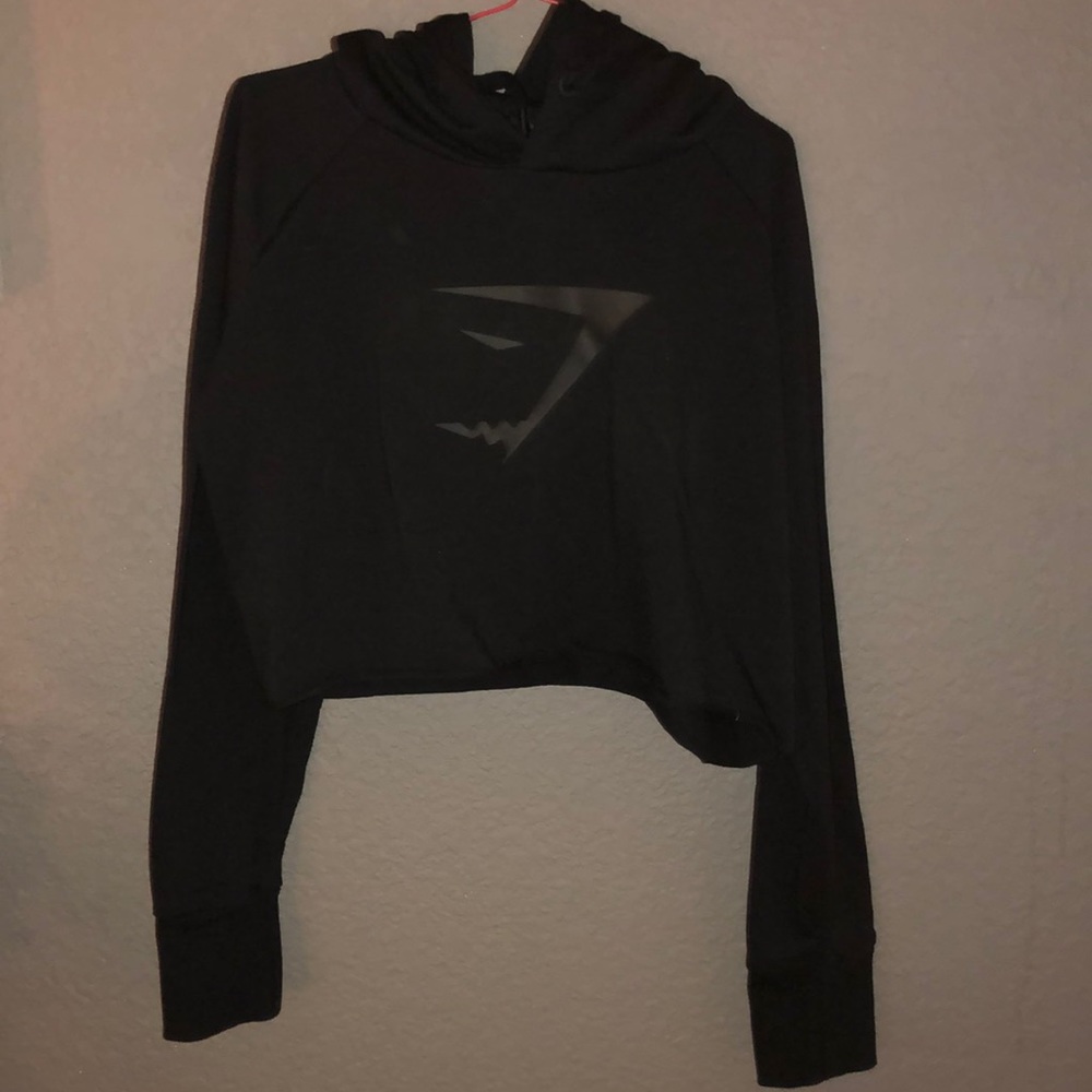Gymshark Cropped Black Hoodie (Medium)